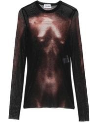 Jean Paul Gaultier - Mesh Crew Neck Top With Long Sleeves Printed "Body Dust" - Lyst