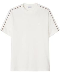 Burberry - Check Piping Cotton T-Shirt - Lyst