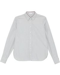 Brunello Cucinelli - Pinstripe Shirt With Button-Down Design - Lyst