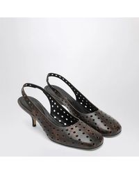 Dries Van Noten - Aged Leather Perforated Slingback Shoes - Lyst