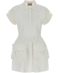 Miu Miu - White Cotton Blend Dress - Lyst