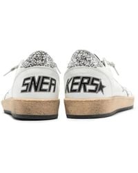 Golden Goose - "Ballstar" Nappa Upper And Spur Glitter Star And Heel Sneakers - Lyst
