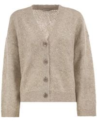 Peserico - V-Neck Knitted Cardigan With Sequins - Lyst
