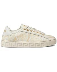 Versace - Greca Printed Canvas Sneakers - Lyst