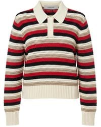 Golden Goose - Cotton Polyamide Spandex Striped Crochet-Knit Polo Top - Lyst