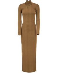 Elisabetta Franchi - Long Jacquard Knit Dress With Open Back - Lyst