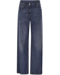 Brunello Cucinelli - Wide-Leg Cotton Jeans - Lyst