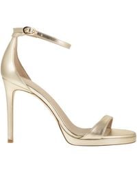 Stuart Weitzman - Metallic Leather Platform Sandals With Stiletto Heel - Lyst