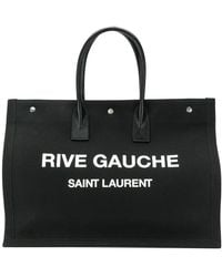 Saint Laurent - Rive Gauche Canvas Tote Leather; Cotton; Linen Bags - Lyst