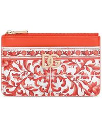 Dolce & Gabbana - Dolce & Gabbana Majolica-Print 3.5 Calfskin Card Holder - Lyst