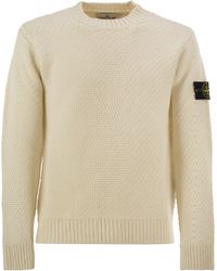 Stone Island - Virgin Wool Blend Textured Crew-Neck Jumper - Lyst