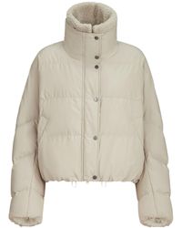 Brunello Cucinelli - Techno Cotton Taffeta Down Jacket With Detachable Shearling Insert And Monili - Lyst
