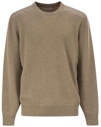 Brunello Cucinelli - Pure Cashmere Ribbed Crew-Neck Sweater With Cotton Details - Lyst