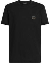 Dolce & Gabbana - Dolce & Gabbana Cotton T-Shirt With Plaque - Lyst