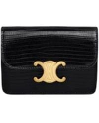 Celine - Triomphe Lizard Skin Card Holder With Flap - Lyst