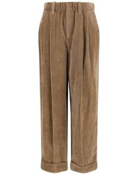 Brunello Cucinelli - Elasticated Viscose And Cashmere Pants - Lyst