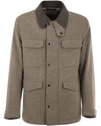 Montecore - Virgin Wool Field Jacket With Alcantara Details - Lyst