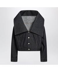 Balenciaga - Denim Jacket With Wide Neckline - Lyst