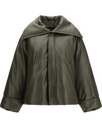 Bottega Veneta - Glossy Leather Padded Jacket - Lyst