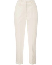 Peserico - Stretch Cotton Tapered Trousers With Elasticated Waistband - Lyst