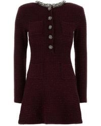 Self-Portrait - Textured Knit Embellished Mini Dress - Lyst