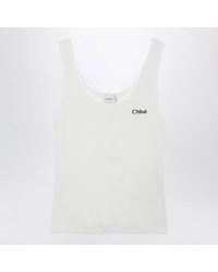 Chloé - Ribbed Tank Top With Logo Embroidery - Lyst