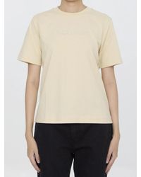 Burberry - Cream Cotton T-Shirt - Lyst
