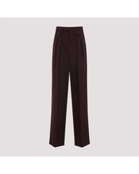 Chloé - High-Waist Bordeaux Wool Gabardine Trousers - Lyst