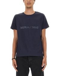 Saint Laurent - Inverted Logo T-Shirt - Lyst