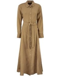 Polo Ralph Lauren - Long Linen Shirt Dress With Belt - Lyst