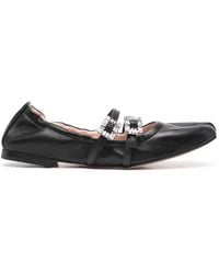 Roger Vivier - Mini Strap Strass Leather Ballet Flats - Lyst