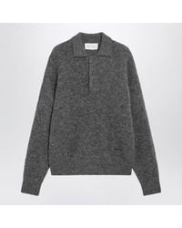 Ami Paris - Charcoal Wool And Alpaca Polo Shirt - Lyst