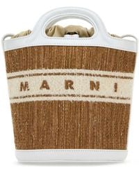 Marni - Two-Tone Raffia And Leather Tropicalia Bucket Bag - Lyst