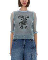Ganni - Bunny Crewneck Top - Lyst