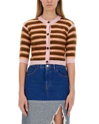 Marni - Chic Cropped Striped Cardigan - Lyst