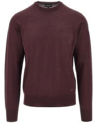 Emporio Armani - Virgin Wool Sweater With Eagle Embroidery - Lyst