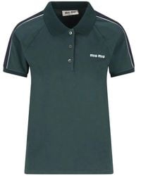 Miu Miu - Two-Tone Jersey Polo Shirt - Lyst