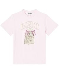 Ganni - "Poddle" Cotton T-Shirt - Lyst