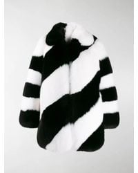 Saint Laurent - Fur Diagonal Striped Coat - Lyst