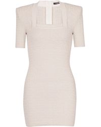 Balmain - Nude Short Knit Dress - Lyst
