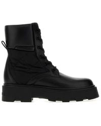 Moncler - Leather And Fabric Aurea Ankle Boots - Lyst