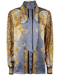 Versace - Informal Shirt Cheetah Foulard On Silk Crepe Satin Lw - Lyst