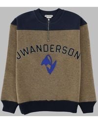 JW Anderson - Two-Tone Cotton Half-Zip Sweatshirt - Lyst