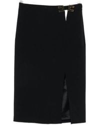 Elisabetta Franchi - Double Stretch Crepe Skirt With Logo Details - Lyst