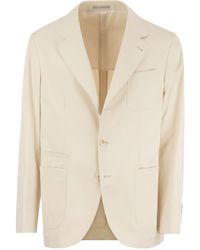Brunello Cucinelli - Cotton And Cashmere Deconstructed Jacket With Patch Pockets - Lyst