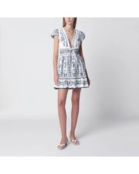 FARM Rio - Ivory Mini Dress With Floral Print - Lyst