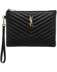 Saint Laurent - Quilted Leather Purse - Lyst