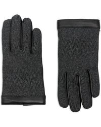 BOSS - Leather Wool Polyester Gloves - Lyst