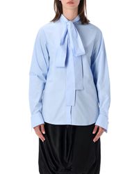 7 For All Mankind - Bow Tie Neck Long Sleeve Blouse - Lyst