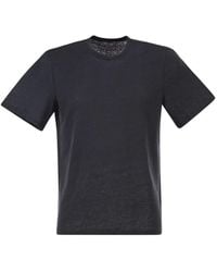 Majestic - Stretch Linen T-Shirt With Round Neckline - Lyst